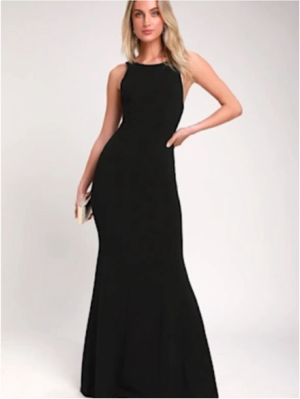 Lulus Dream About You Black Backless Maxi Mermaid Style Dress XL NWT 109$